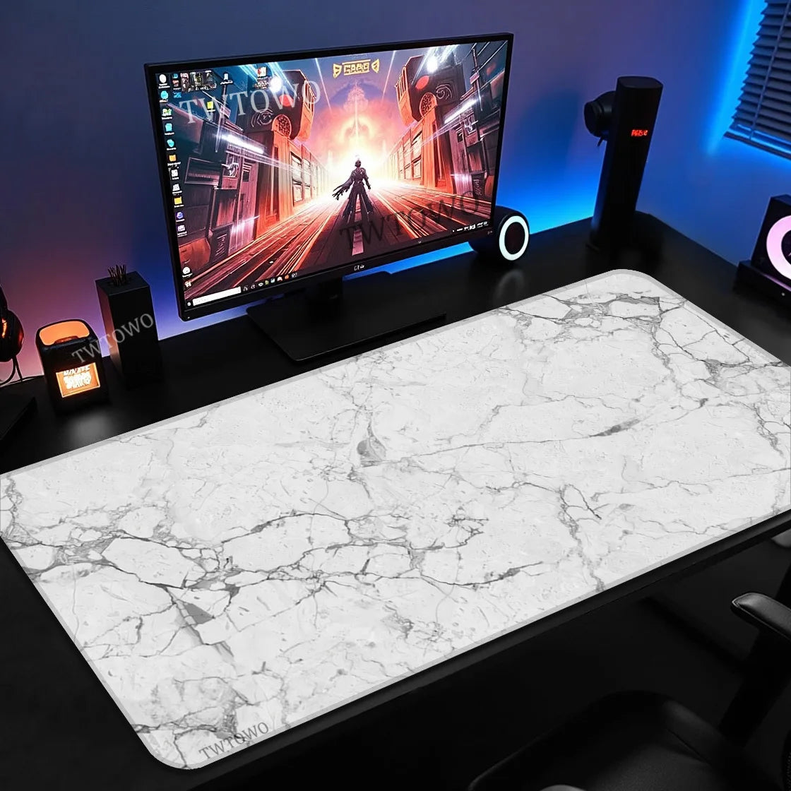 Tapis effet marbre blanc