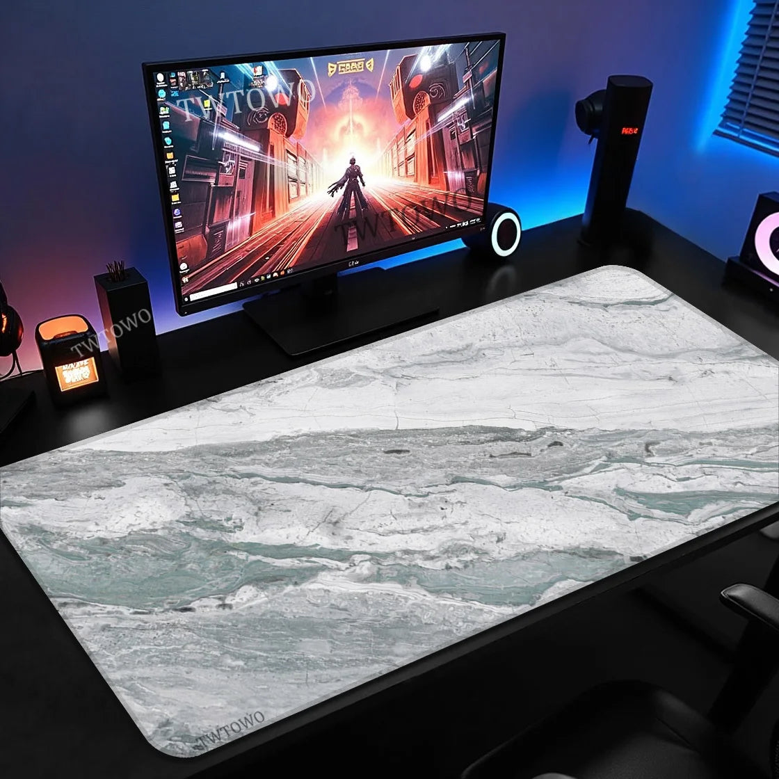 Tapis effet marbre blanc