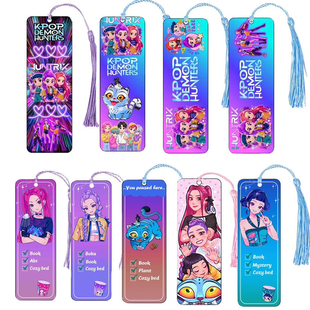 mode peluche --- Kpop Demon Hunters Huntrix Cartoon Bookmarks  Anime Cute Stationery for Kpop Fans & Book Lovers, School Supplies Page Markers