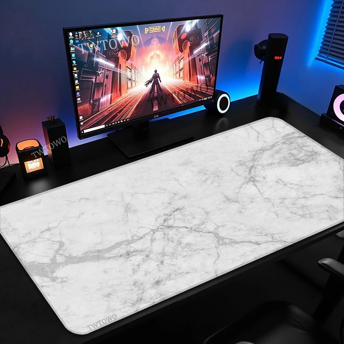 Tapis effet marbre blanc