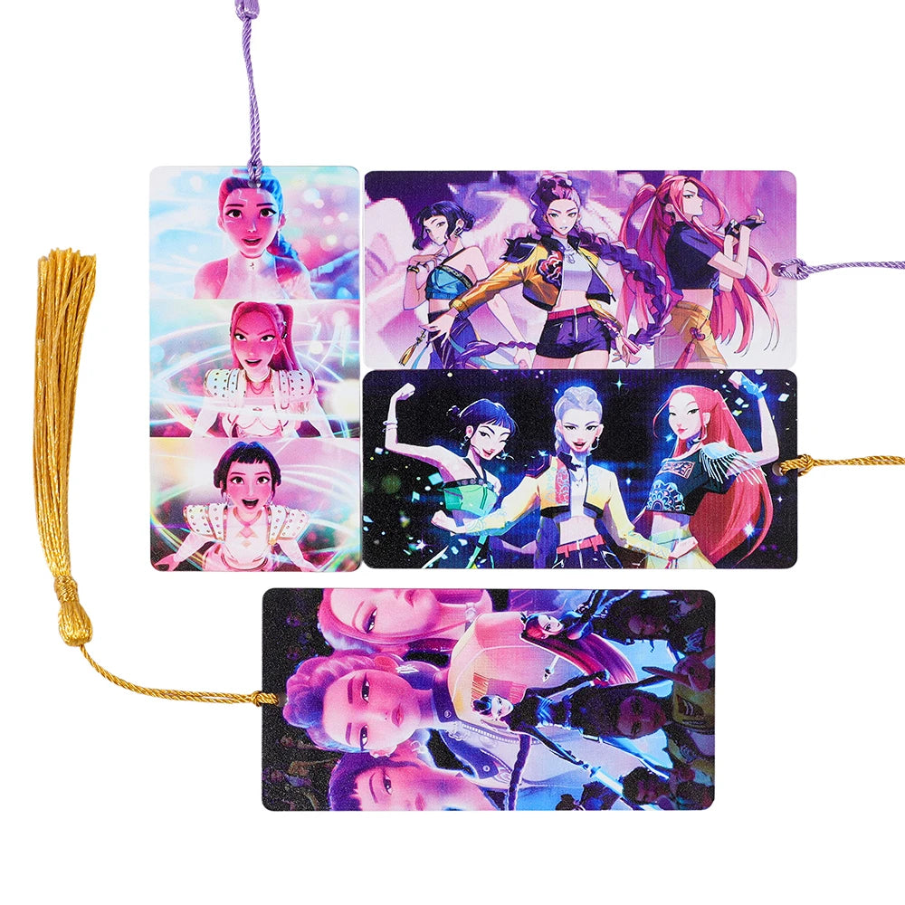 mode peluche --- Kpop Demon Hunters Huntrix Cartoon Bookmarks  Anime Cute Stationery for Kpop Fans & Book Lovers, School Supplies Page Markers