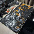 Tapis de bureau ou de souris de tout Call of Duty avec design de soldat armé en tenue tactique, surface lisse et base en caoutchouc antidérapante.