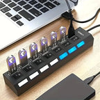 Hub USB 2.0 haute vitesse à 4/7 ports avec adaptateur