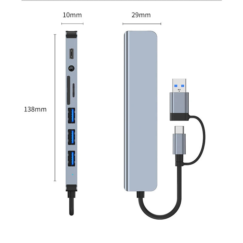 Station d'accueil hub USB + Type C 8 en 2
