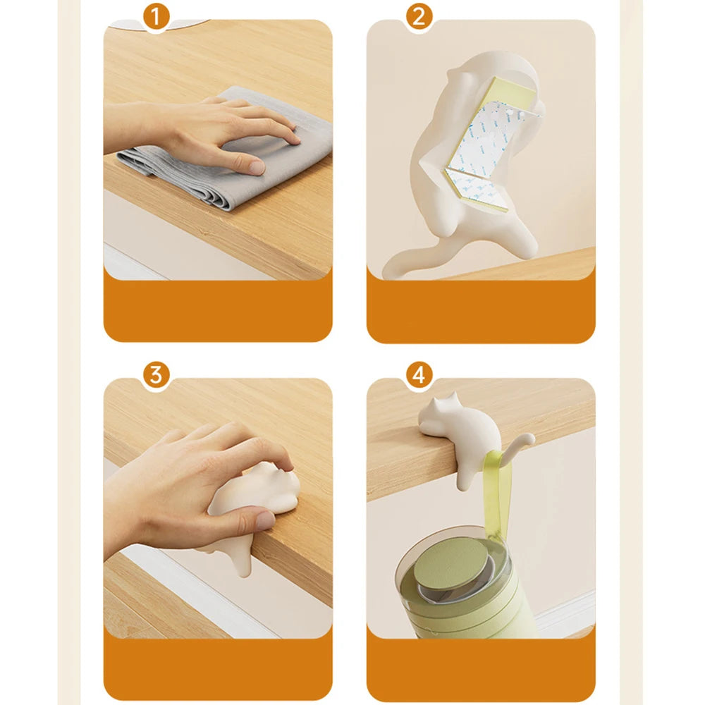 Crochets bureau sans traces en forme de chat, sans perçage pour sac 