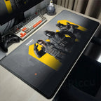Tapis de bureau ou de souris de tout Call of Duty avec personnages emblématiques, surface lisse et base en caoutchouc antidérapante pour gaming.